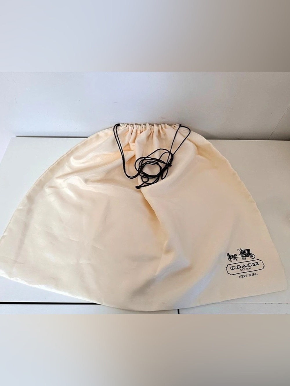 Coach Dust Bag Cream Drawstring Travel Bag